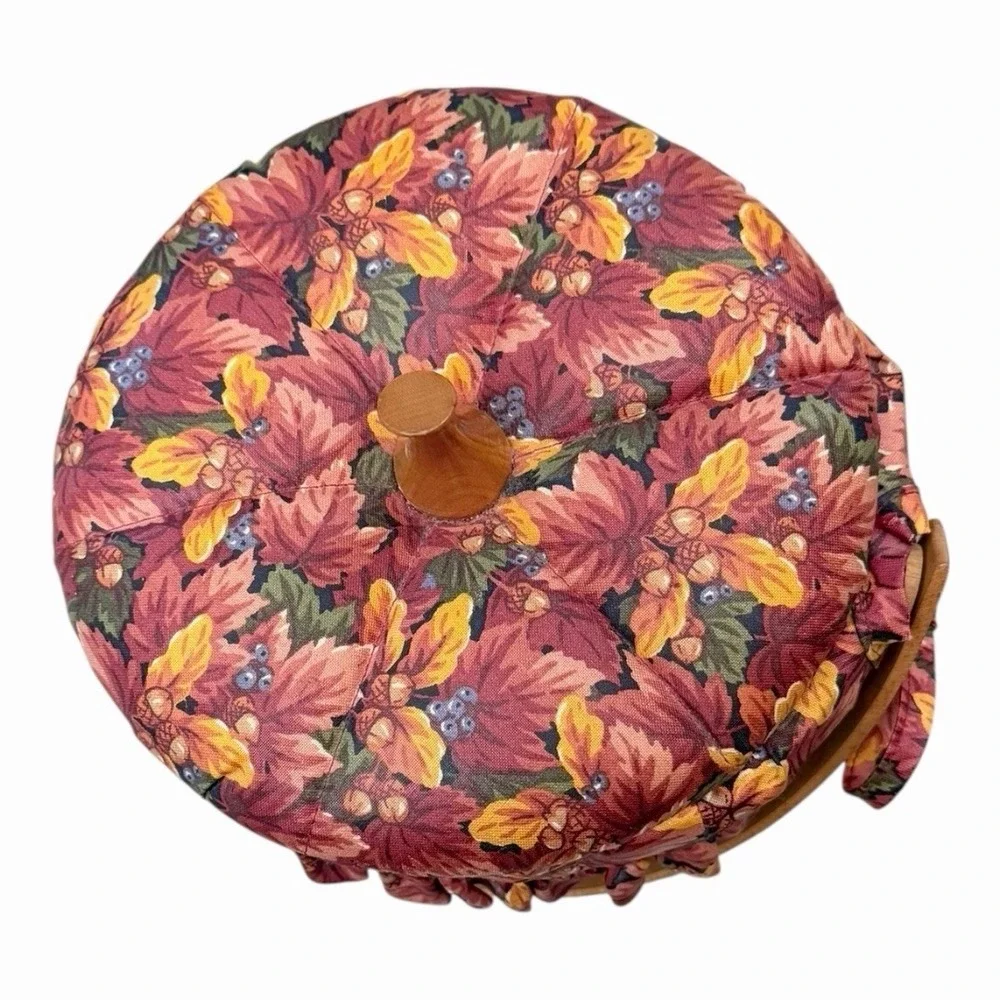 Longaberger Hostess Large Pumpkin Basket W/ Fall Foliage Fabric Liner & Lid